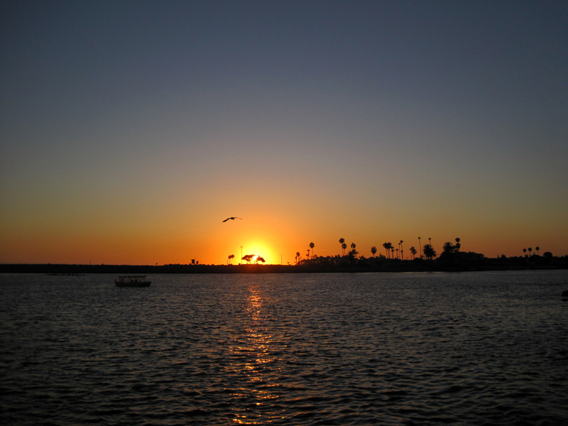 Sunset over Newport Beach California from the Corona Del Mar Beach